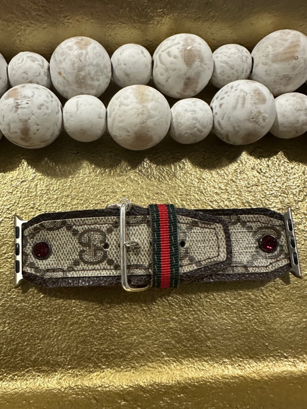 Gucci Watch Band with Green-Red Stripe. Size 2 small adapters.